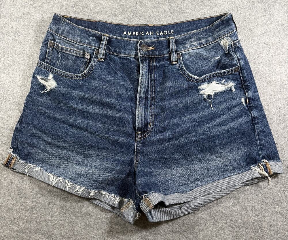American Eagle Womens Size 12 Highest Rise 90s Boyfriend Distressed Denim Shorts